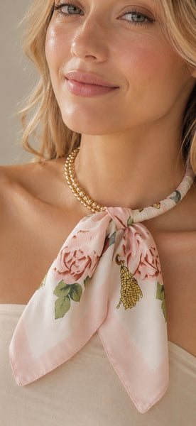 Abstract Pattern Fabric Scarf Double Bubble Chain Necklaces - 5 Patterns