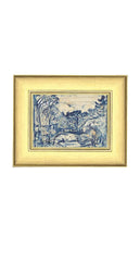 Forest with Woodcutter Framed Antique Art