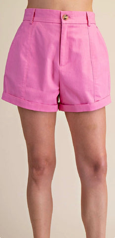 High Waist Rolled Cuffs Hem Tailored Shorts - 4 Colors