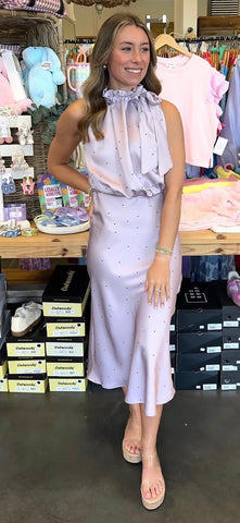 Pink Blooms Flutter Sleeve Dress