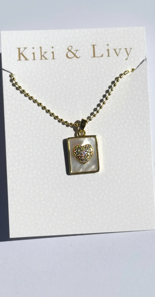 Kiki & Livy White Rectangle Heart Necklace
