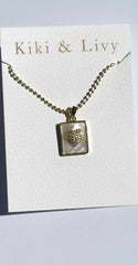 Kiki & Livy White Rectangle Heart Necklace
