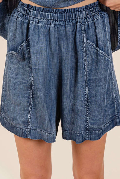 Washed Chambray Shorts - 2 Colors
