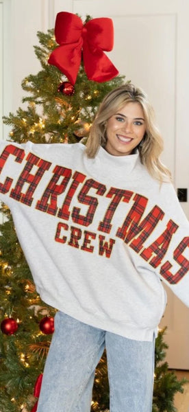 Simply Southern Christmas Crew Holiday Mock Neck Pullover Crew Oversized Sweatshirt