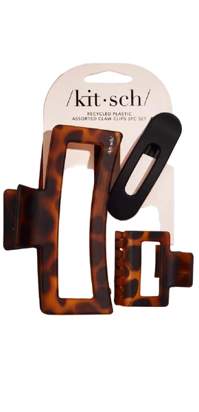 Kitsch Recycled Plastic Assorted Claw Clips- Rectangle Open Shape