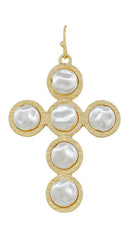 Flat Pearl Cross Earrings