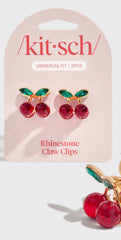 Kitsch Mini Rhinestone Claw Clips 2pc Set - Cherry