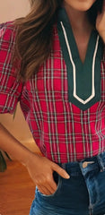 Rebecca Plaid Top