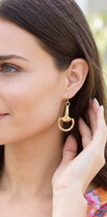 Juniper Horsebit Drop Earrings in Shiny Gold