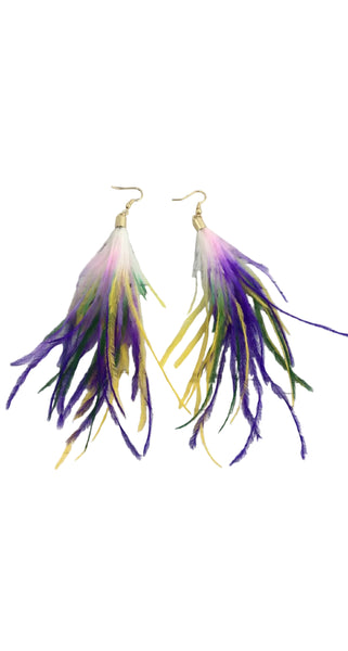 Mardi Gras Feather Earrings