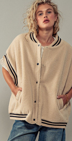 Varsity Oversized Sherpa Vest - 2 Colors