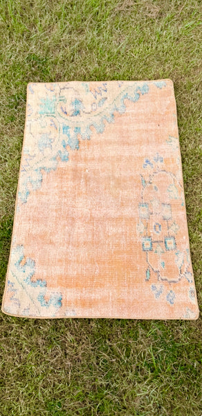 Antique Turkish Rug - Orange and Blue