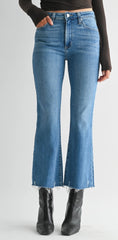 Jaci Cropped Denim Jeans with Distressed Hem