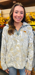 Simply Southern Quarter Zip Camo White Pullover Sweater Jacket
