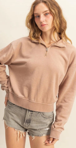 Posie Half Zip Up Terry Sweatshirt-2 Colors