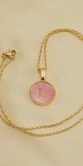 Kiki and Livy Pink Abalone Shell Initial Pendant Necklace