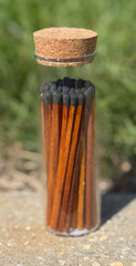 4" Cork Topped Black and Dark Wood Matches in Glass Jar
