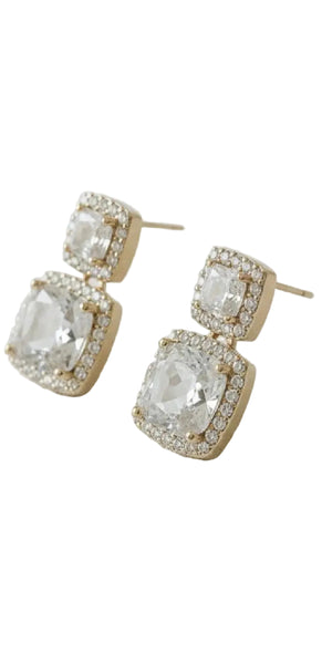 Geometric Inspired Drop Earrings with Sparkling Accents