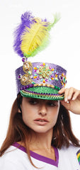 Mardi Gras Captain Hat with Feather