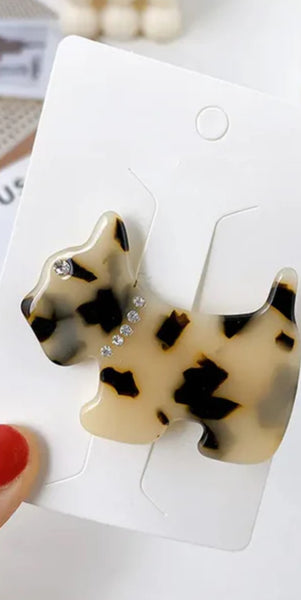 Scotty Dog Blonde Tortoise Hair Clip