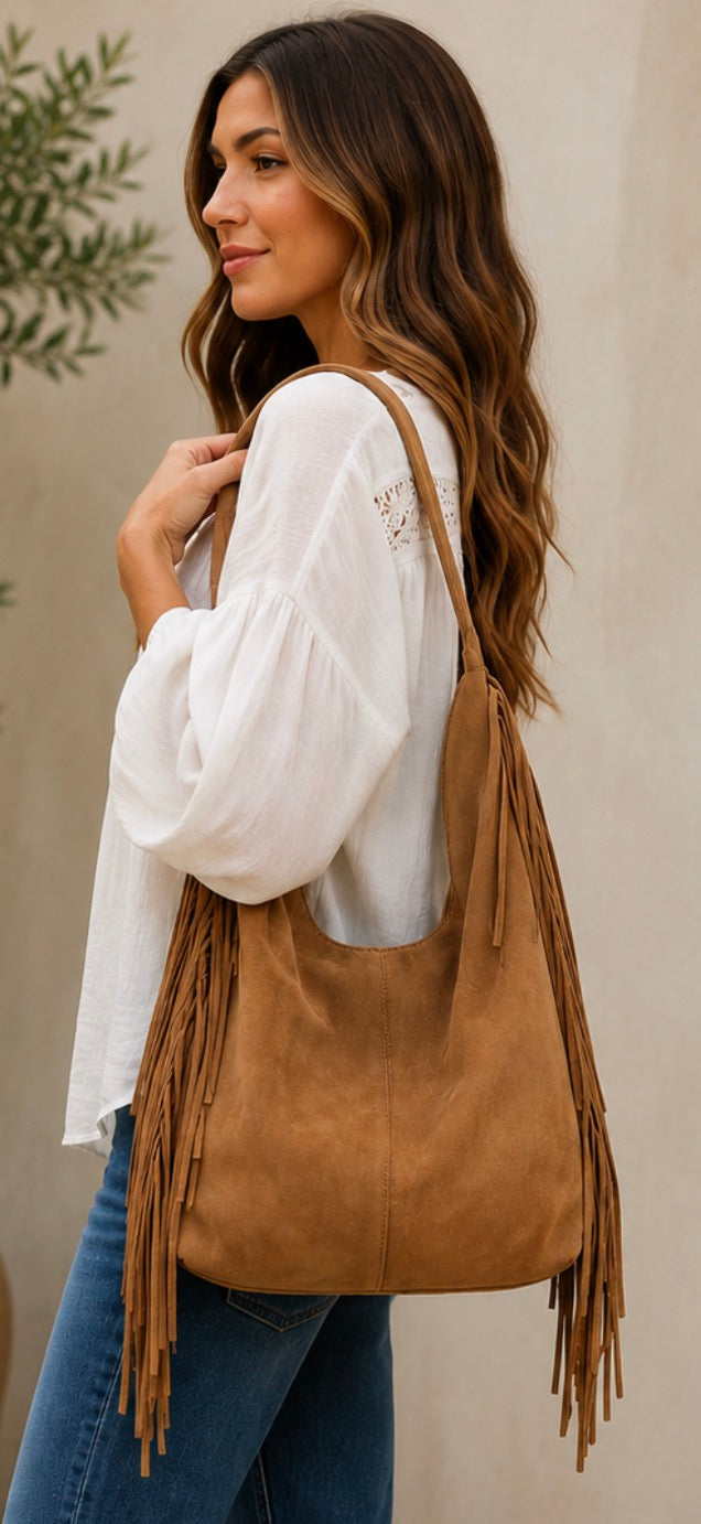 Sahara Fringe Hobo Purse