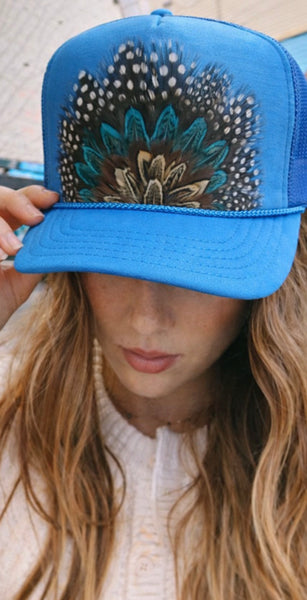 Iconic Feather Trucker Hats - 7 Colors
