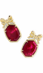 Kendra Scott Daphne Bow Drop Earrings - Gold Dark Burgundy Illusion