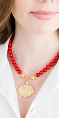 Elephant Intaglio Red Coral Necklace