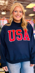 USA Flag Mock Neck Sweatshirt