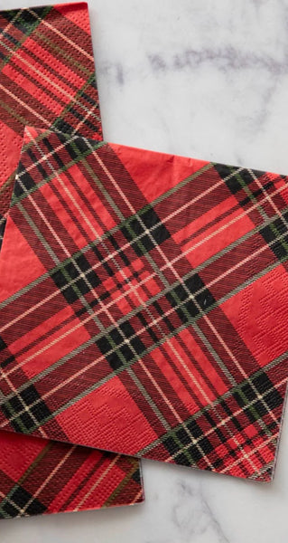 Hester and Cook Red Plaid Cocktail Napkins