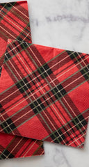 Hester and Cook Red Plaid Cocktail Napkins