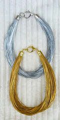 Metallic Leatherette Necklaces - Gold or Silver