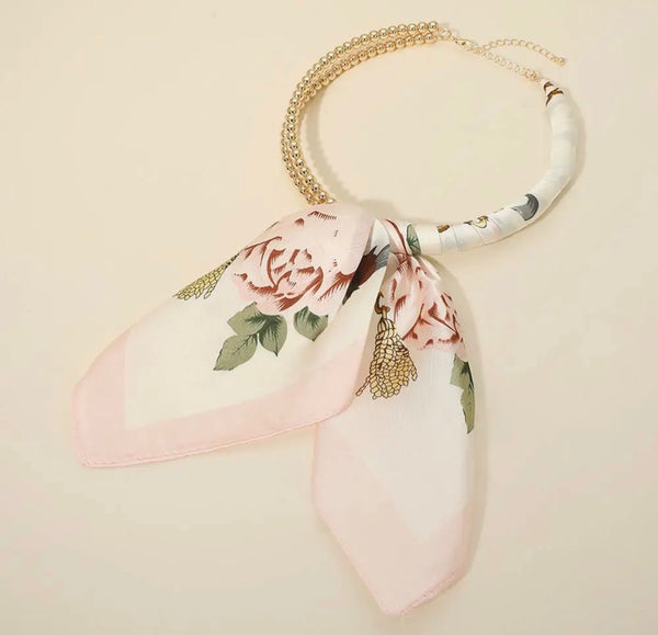 Abstract Pattern Fabric Scarf Double Bubble Chain Necklaces - 5 Patterns
