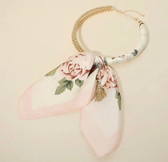 Abstract Pattern Fabric Scarf Double Bubble Chain Necklaces - 5 Patterns