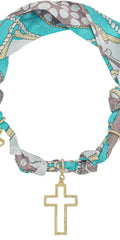 Turquoise Scarf Necklace with Charms