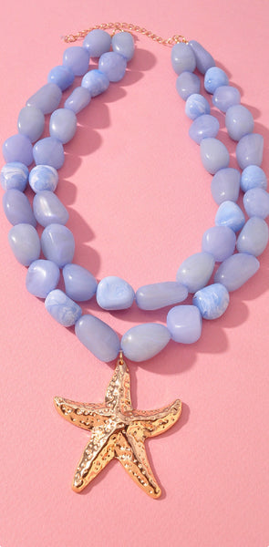 Ocean Starfish Charm Beaded Necklace