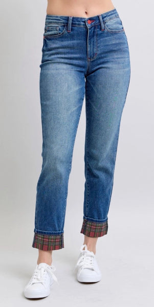 Judy Blue Mr. Plaid Boyfriend Jeans