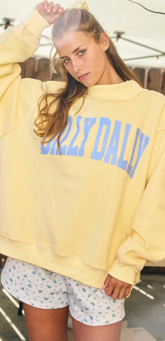 Dilly Dally Mock Neck Sweatshirt - Yellow