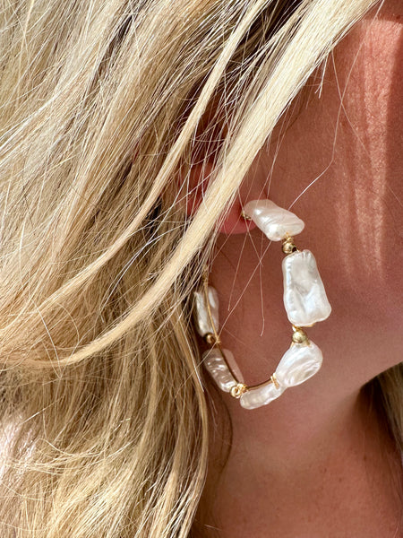 Good Fortune Pearl Hoops