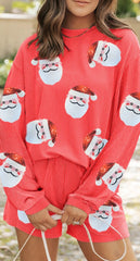 Sequin Santa Two Piece Shorts Set