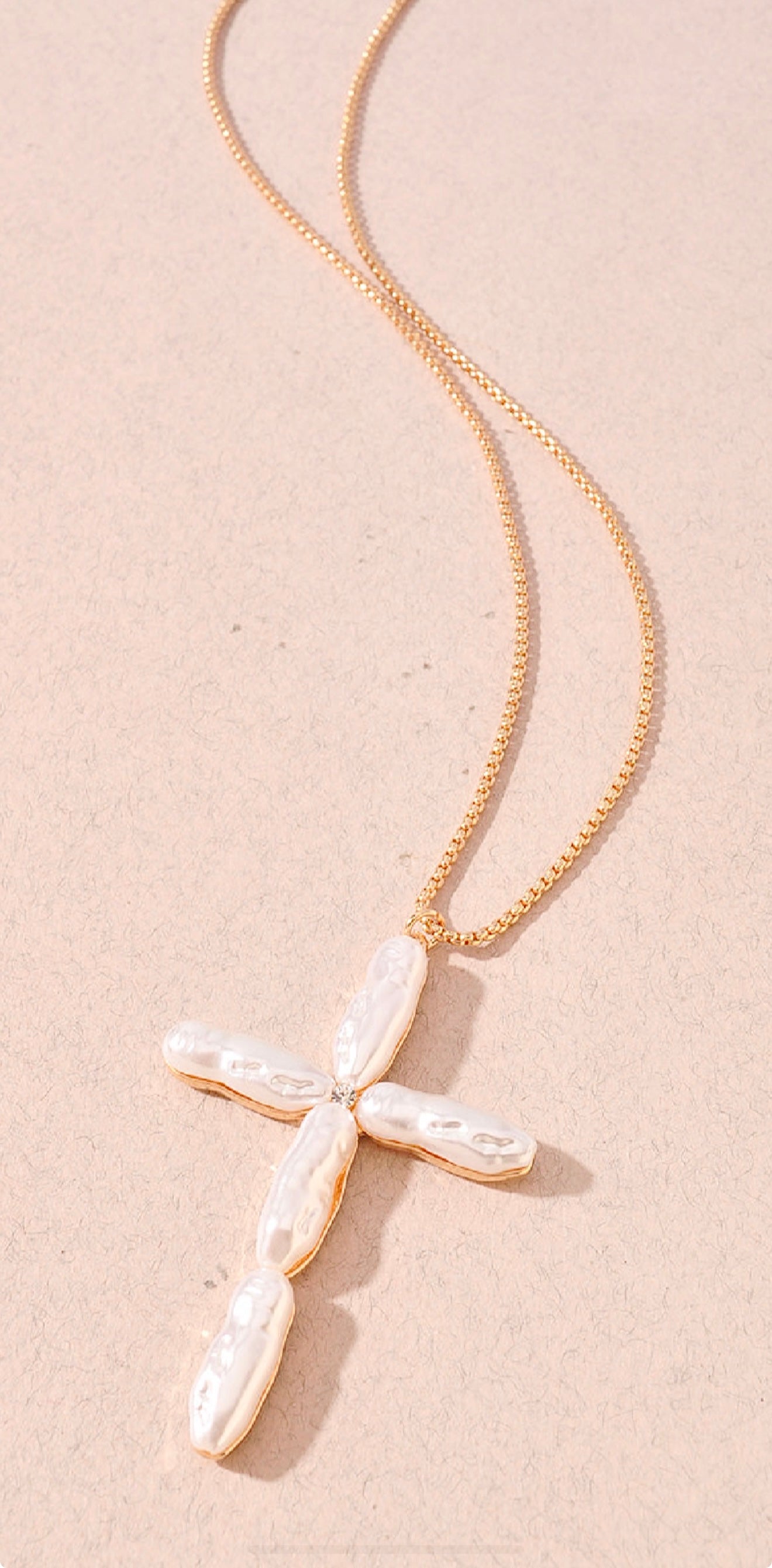 Fresh Water Pearl Cross Necklace