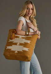 Camel and Cream Aztec Tote