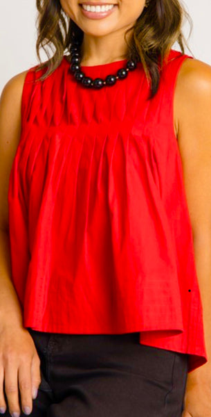 Remi Red Pleated Tank