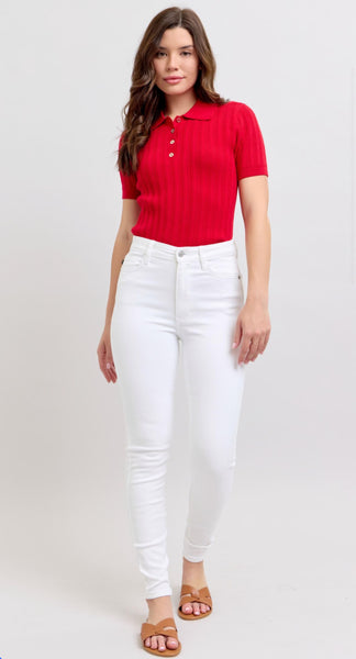 Judy Blue High Waisted Skinny White Jeans