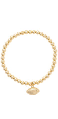 Football Ball Bead Stretch Bracelet in Shiny Gold