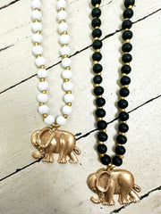 Elephant Wood Bead Necklace - 2 Colors