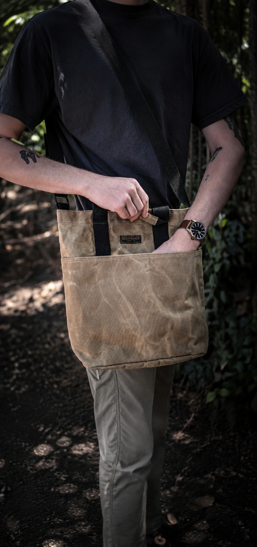 Waxed Canvas Crossbody Tote