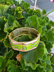 Grey Hall Bracelet Pink/Green Bamboo