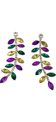 Mardi Gras Leaf Gemstone/ Rhinestone Earrings