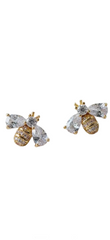 Miniature Cubic Zirconia Bee Stud Earrings